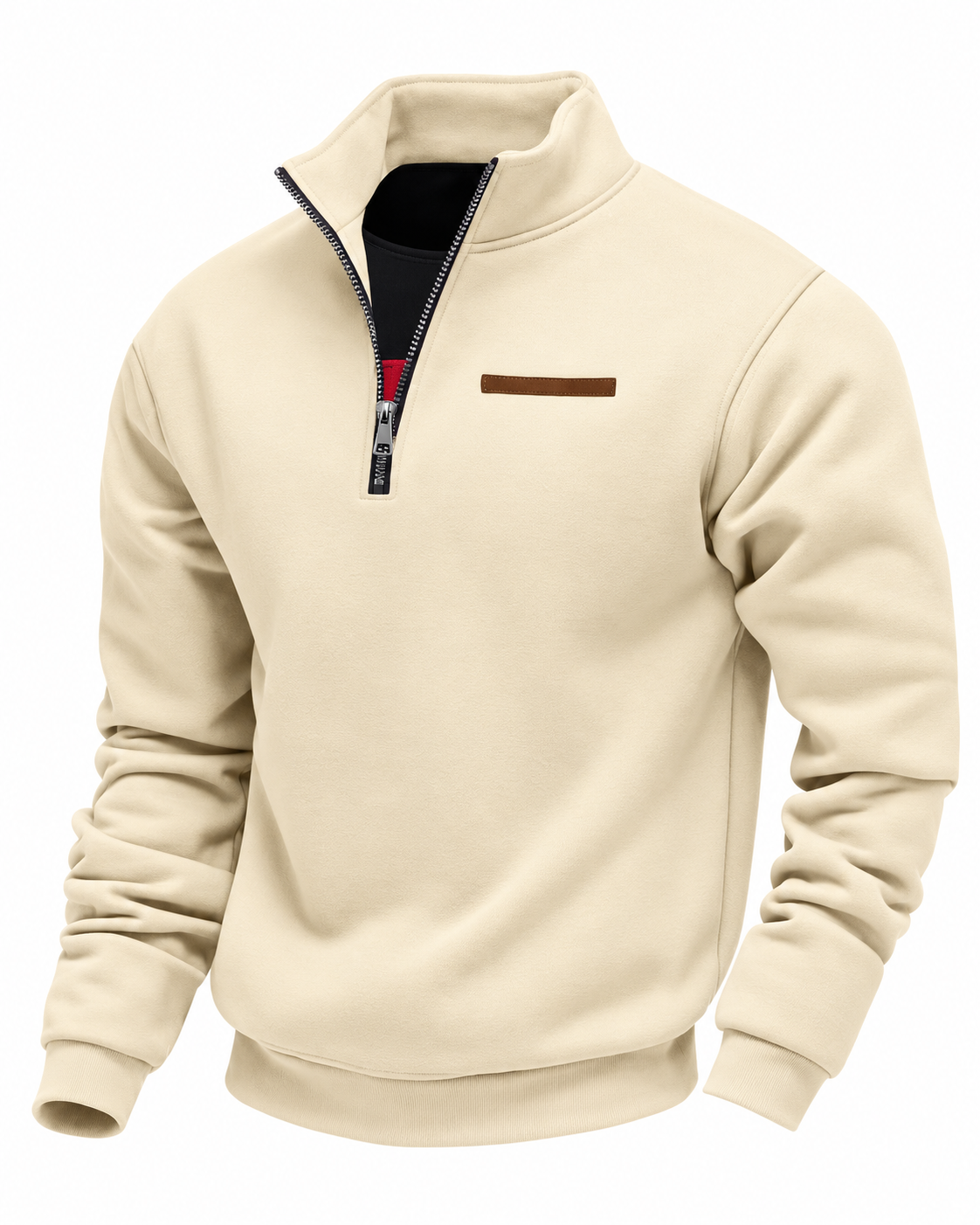 Men's Heavyweight Fleece Half-Zip Sweatshirt, Relaxed Fit in ivory