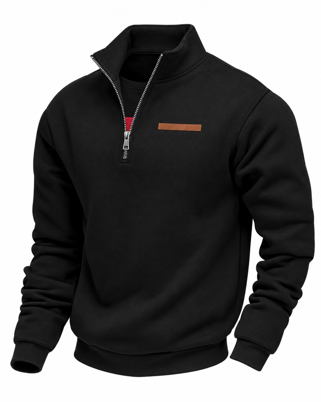 Men's Heavyweight Fleece Half-Zip Sweatshirt, Relaxed Fit in black